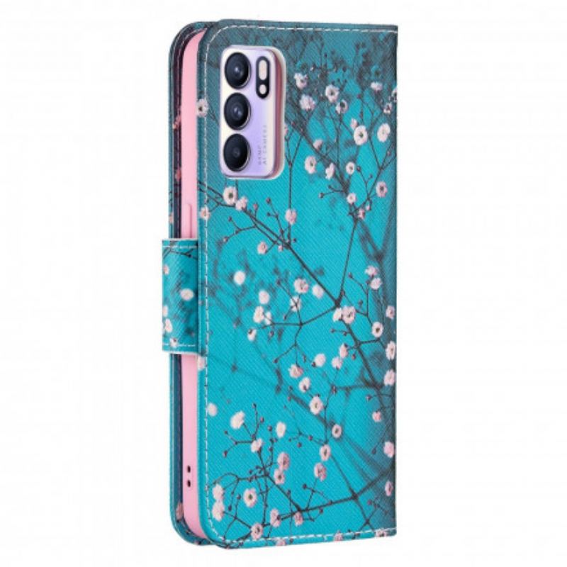 Flip Cover Oppo Reno 6 5G Blomstrende Grene