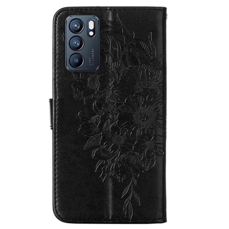 Flip Cover Oppo Reno 6 5G Sommerfugle Design