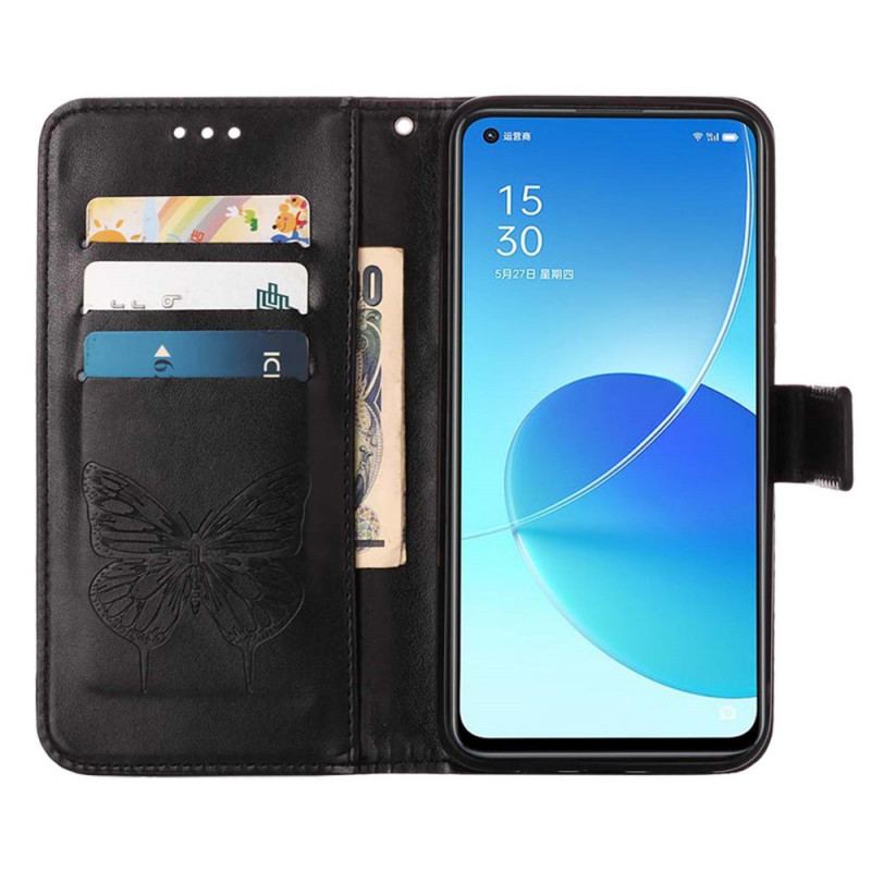 Flip Cover Oppo Reno 6 5G Sommerfugle Design