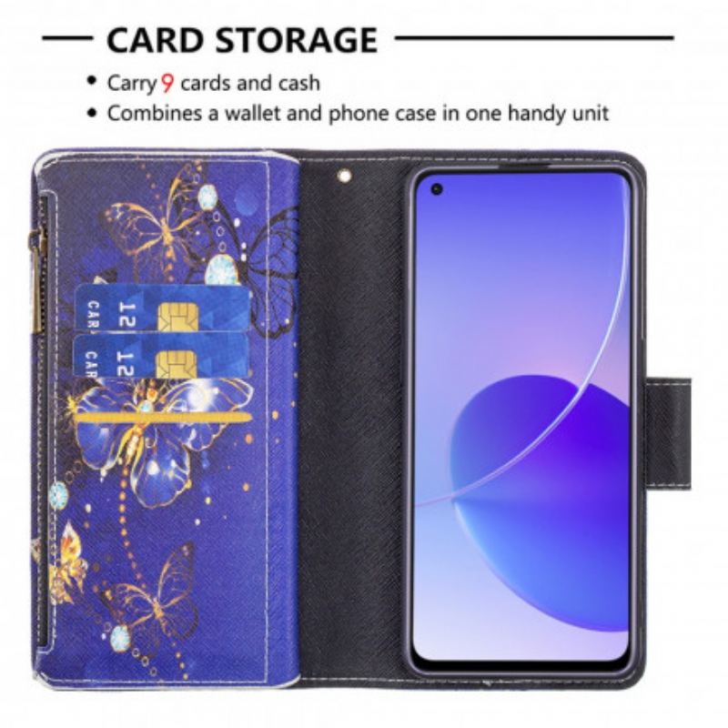 Flip Cover Oppo Reno 6 5G Sommerfugle Lynlåslomme