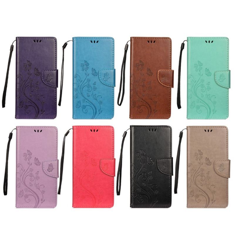 Flip Cover Oppo Reno 6 5G Sommerfugle Og Blomster