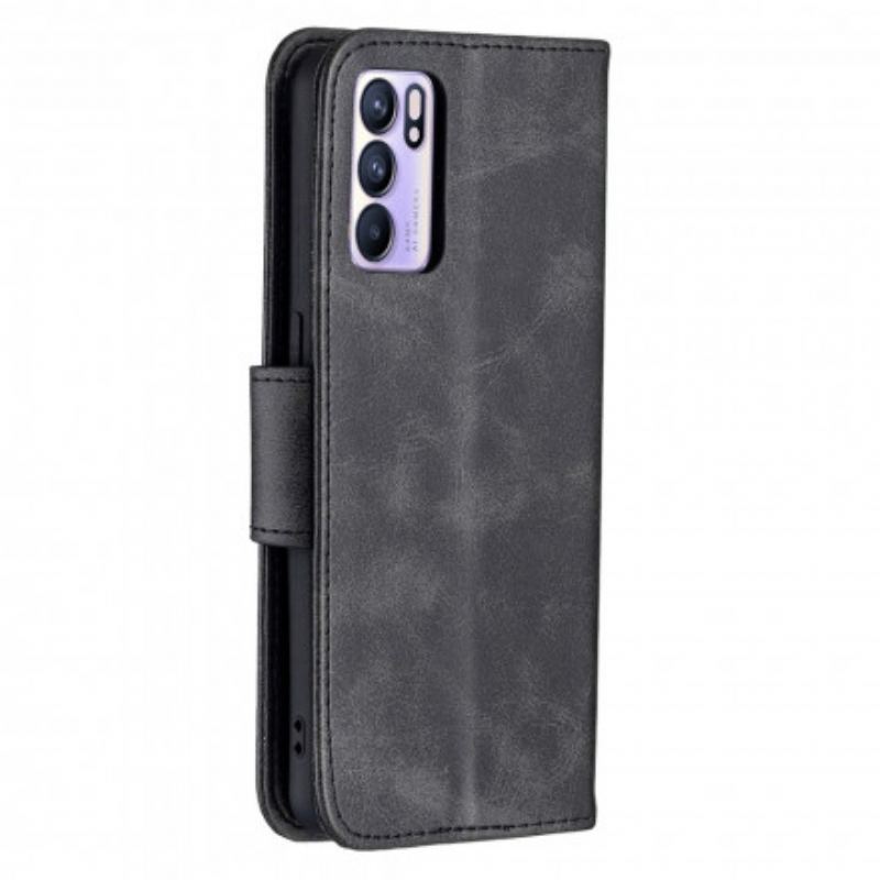 Læder Cover Oppo Reno 6 5G Flip Cover Glat Flap Skrå