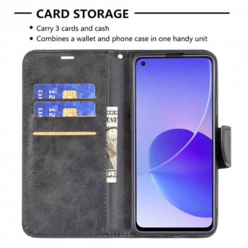 Læder Cover Oppo Reno 6 5G Flip Cover Glat Flap Skrå