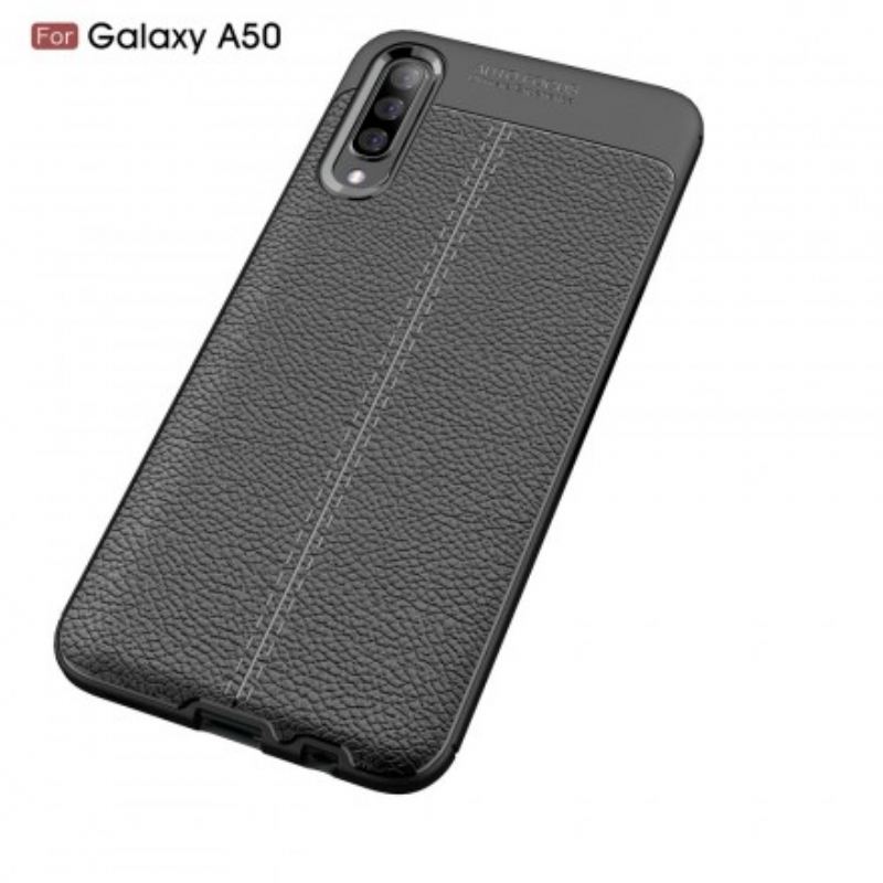 Cover Samsung Galaxy A50 Dobbelt Linje Litchi Læder Effekt