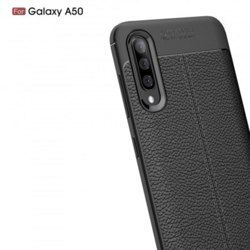 Cover Samsung Galaxy A50 Dobbelt Linje Litchi Læder Effekt