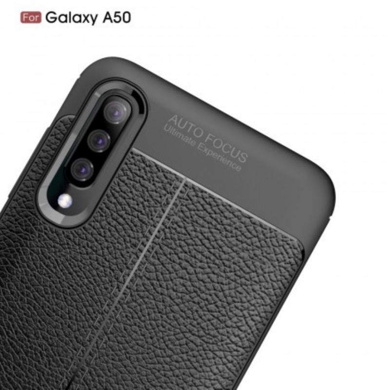 Cover Samsung Galaxy A50 Dobbelt Linje Litchi Læder Effekt