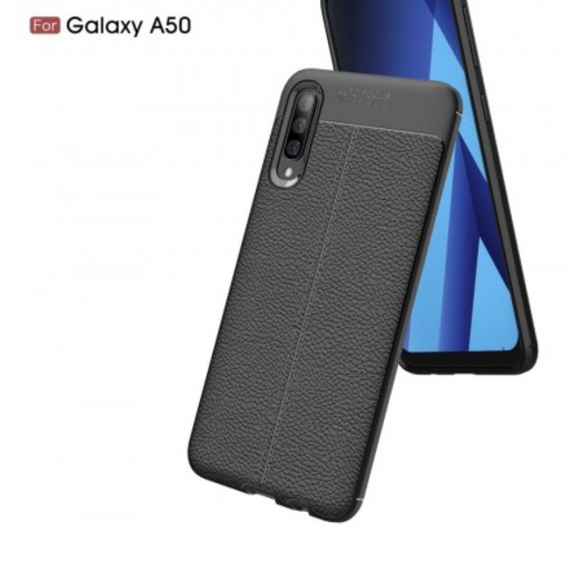 Cover Samsung Galaxy A50 Dobbelt Linje Litchi Læder Effekt