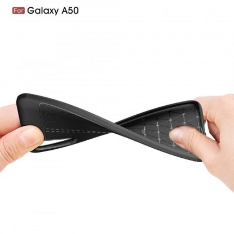 Cover Samsung Galaxy A50 Dobbelt Linje Litchi Læder Effekt