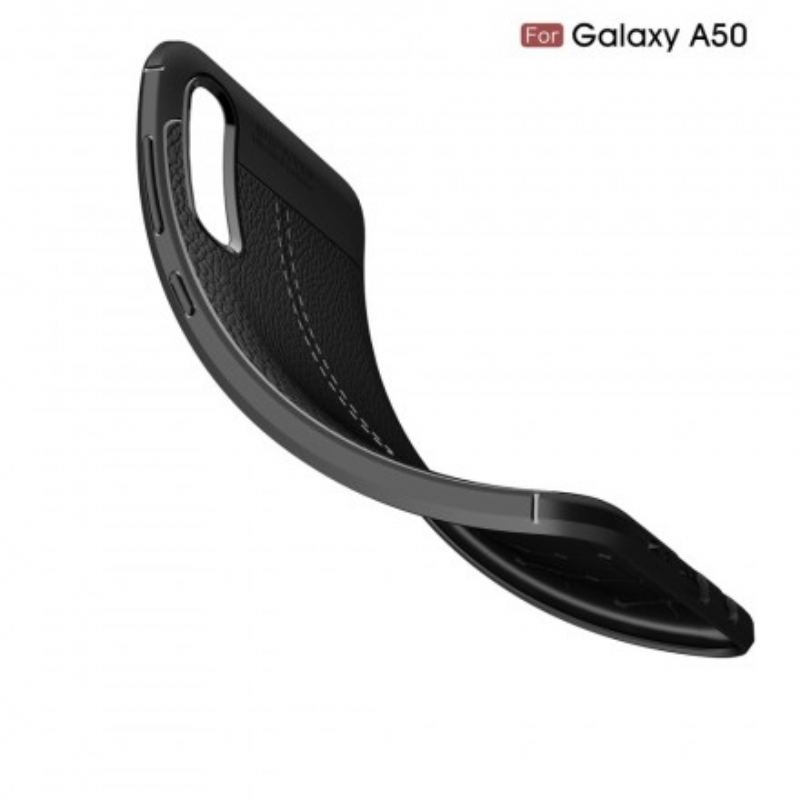 Cover Samsung Galaxy A50 Dobbelt Linje Litchi Læder Effekt