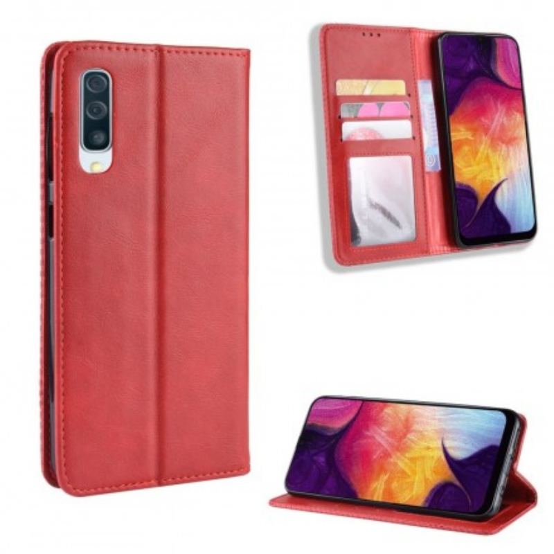 Cover Samsung Galaxy A50 Flip Cover Stiliseret Vintage Lædereffekt