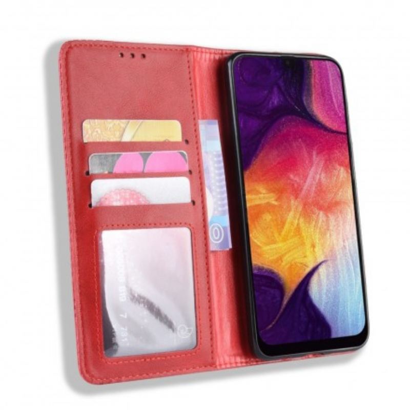 Cover Samsung Galaxy A50 Flip Cover Stiliseret Vintage Lædereffekt