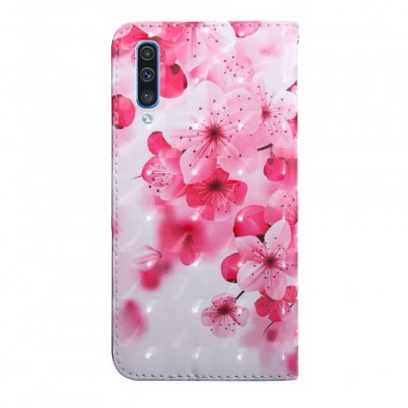 Flip Cover Samsung Galaxy A50 Lyserøde Blomster