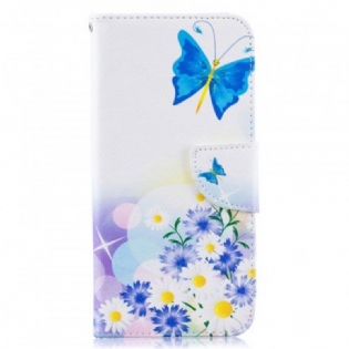 Flip Cover Samsung Galaxy A50 Malede Sommerfugle Og Blomster