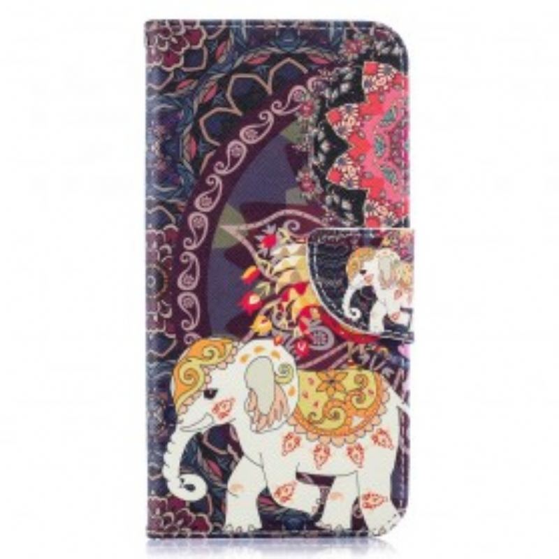 Flip Cover Samsung Galaxy A50 Mandala Med Etniske Elefanter