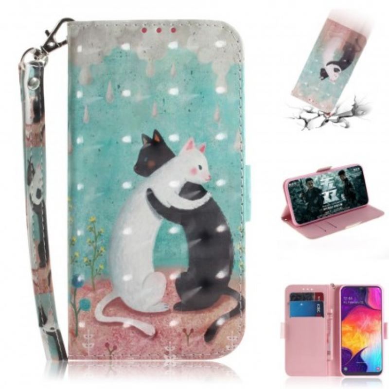 Flip Cover Samsung Galaxy A50 Med Snor Strappy Cat Friends