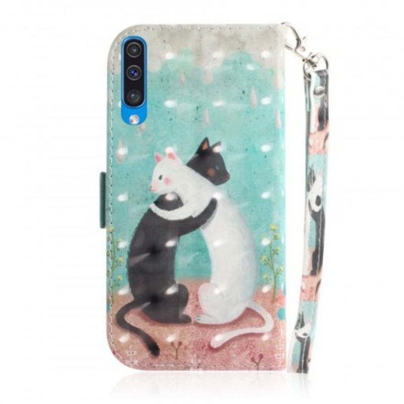 Flip Cover Samsung Galaxy A50 Med Snor Strappy Cat Friends