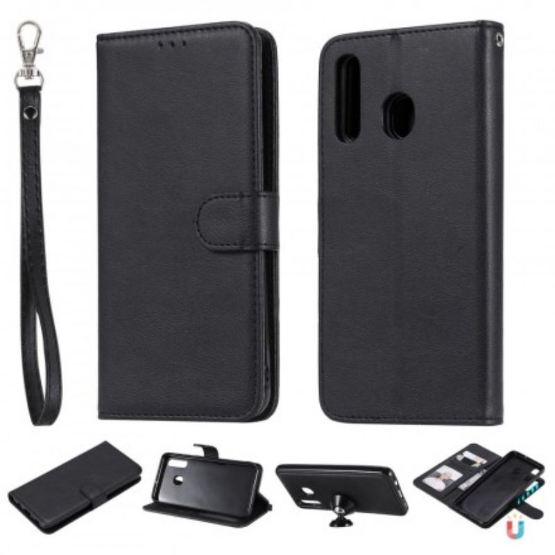 Flip Cover Samsung Galaxy A50 Med Snor Strappy Lædereffekt