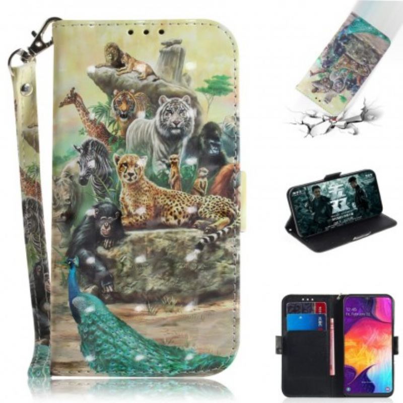 Flip Cover Samsung Galaxy A50 Med Snor Thong Safari Dyr