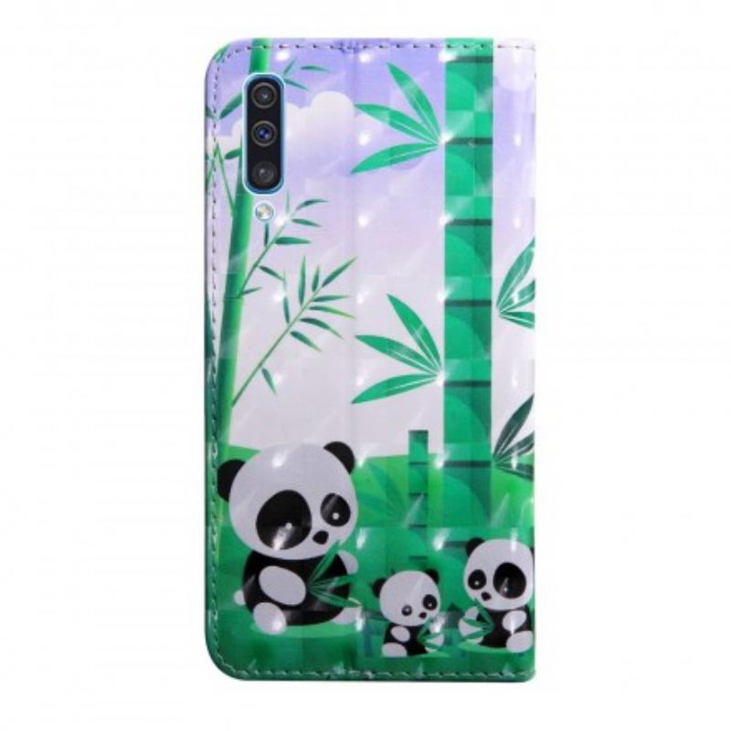 Flip Cover Samsung Galaxy A50 Panda Familie