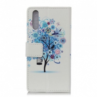 Læder Cover Samsung Galaxy A50 Blomstrende Træ