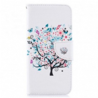 Læder Cover Samsung Galaxy A50 Blomstret Træ
