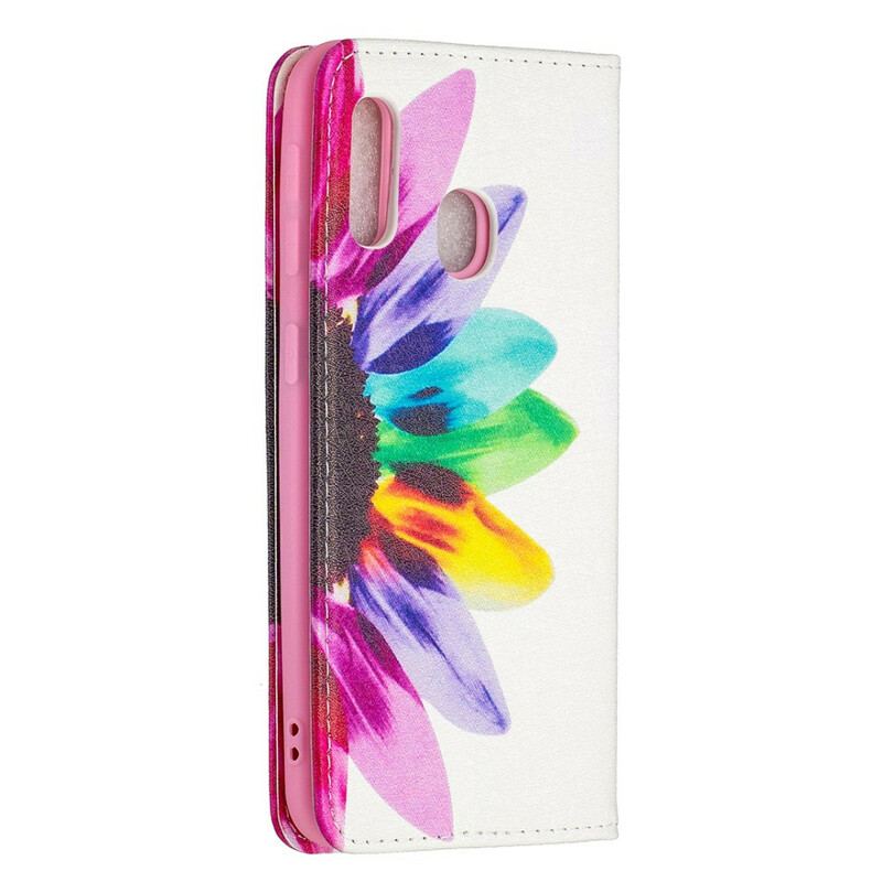 Cover Samsung Galaxy A20e Flip Cover Akvarel Blomst