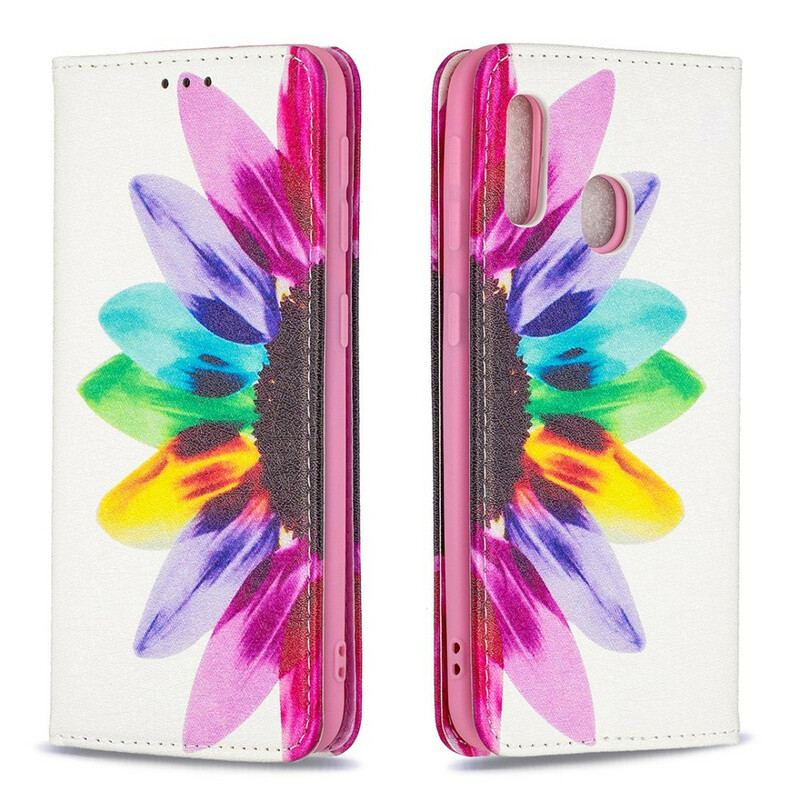 Cover Samsung Galaxy A20e Flip Cover Akvarel Blomst