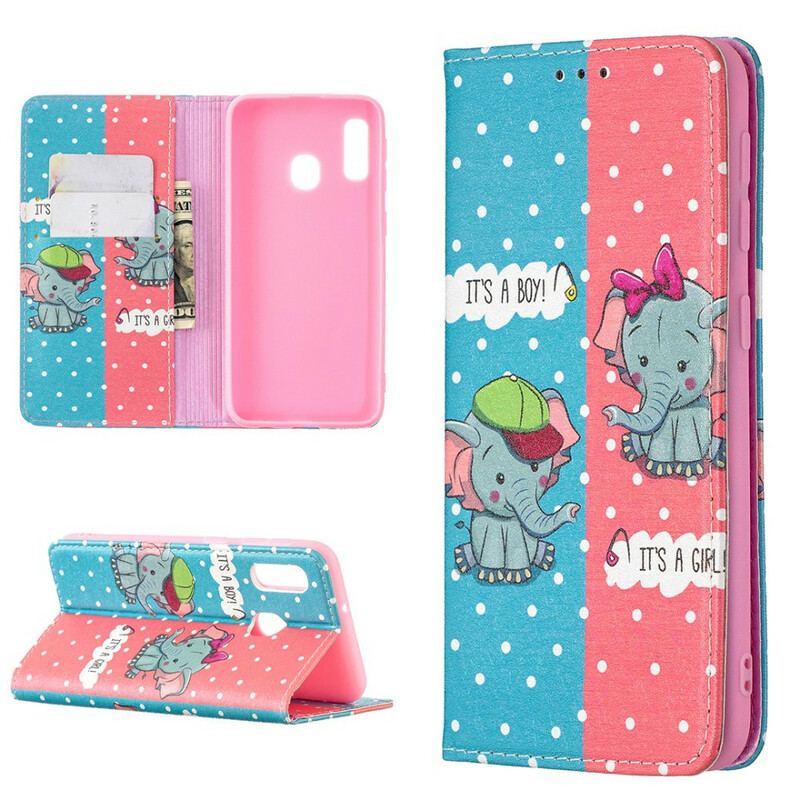 Cover Samsung Galaxy A20e Flip Cover Baby Elefanter