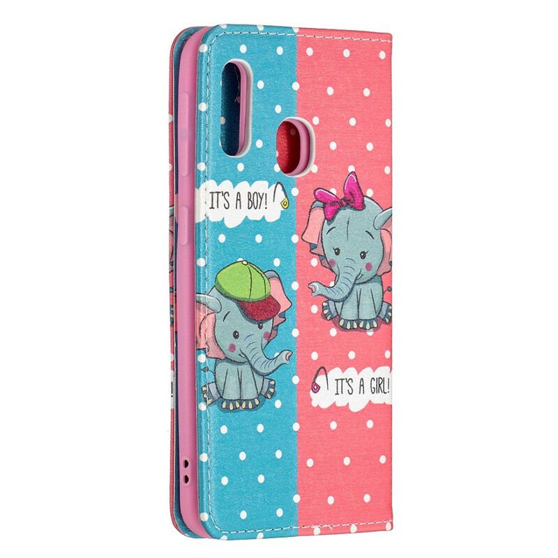 Cover Samsung Galaxy A20e Flip Cover Baby Elefanter