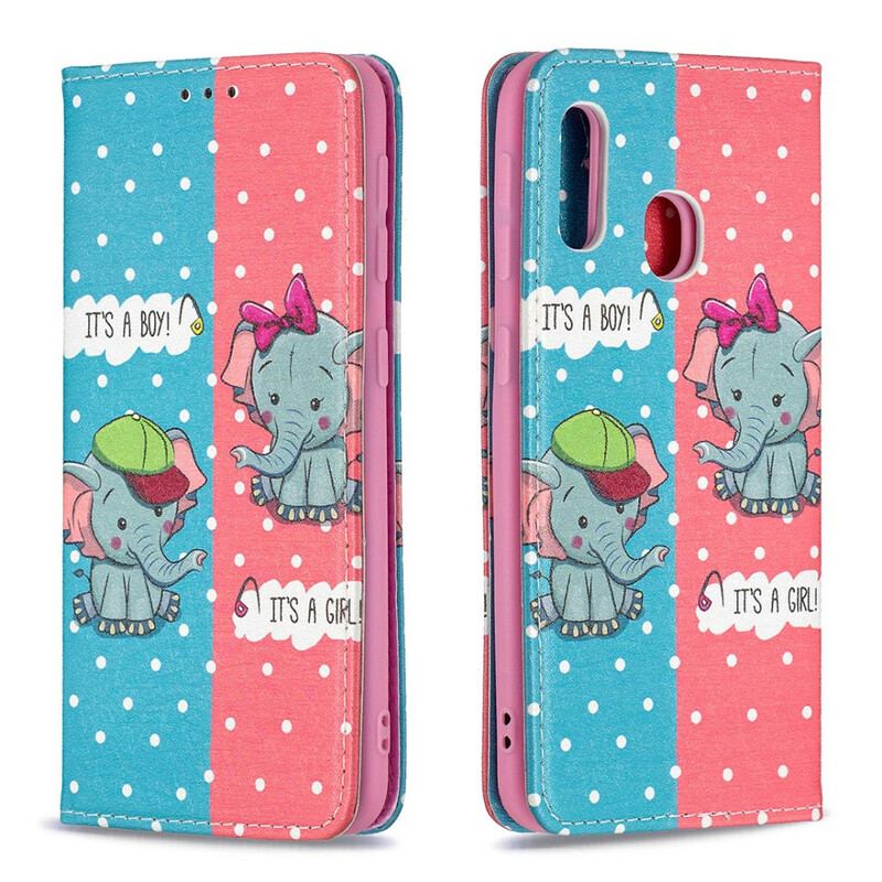 Cover Samsung Galaxy A20e Flip Cover Baby Elefanter