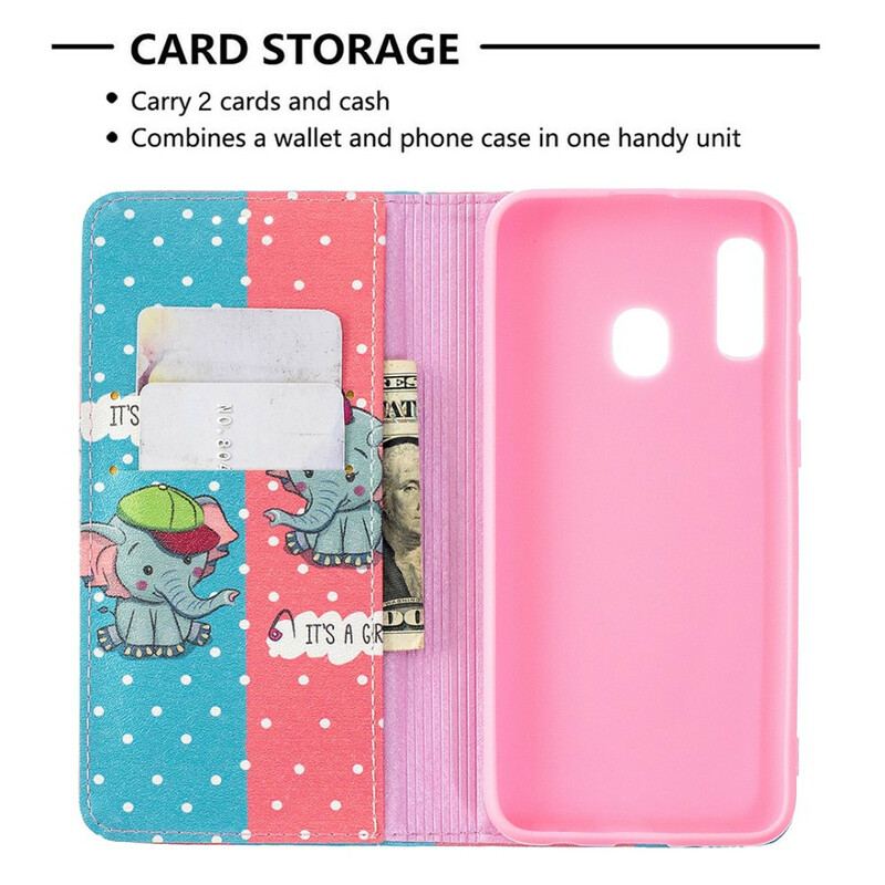 Cover Samsung Galaxy A20e Flip Cover Baby Elefanter