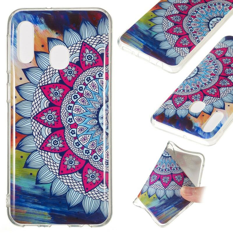 Cover Samsung Galaxy A20e Fluorescerende Farverig Mandala