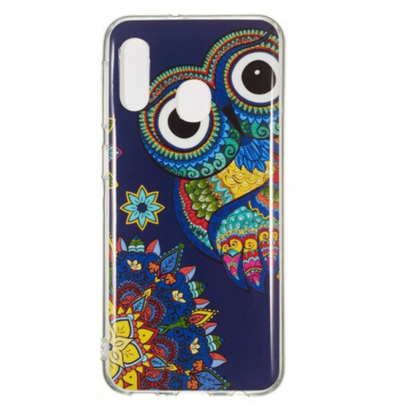 Cover Samsung Galaxy A20e Fluorescerende Ugle Mandala