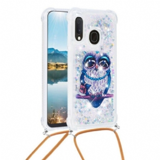 Cover Samsung Galaxy A20e Med Snor Sequin Snøre Miss Owl