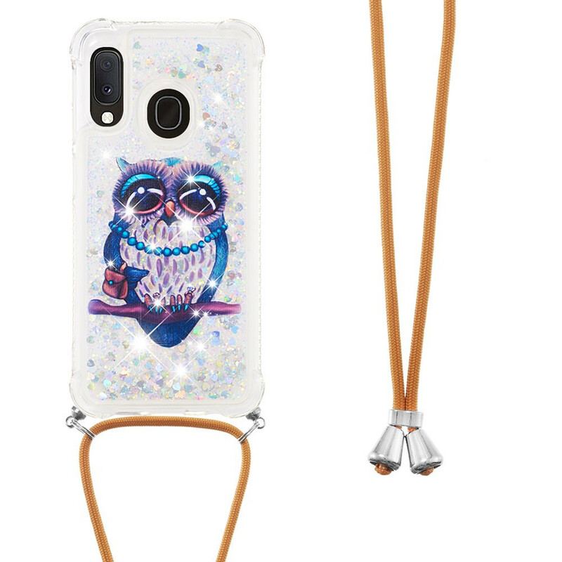 Cover Samsung Galaxy A20e Med Snor Sequin Snøre Miss Owl