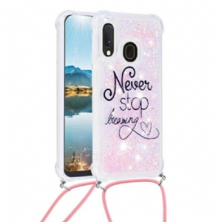 Cover Samsung Galaxy A20e Med Snor Stop Aldrig Med Glittersnøre