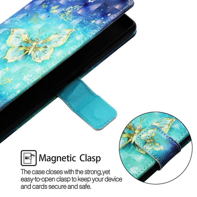 Flip Cover Samsung Galaxy A20e Gyldne Sommerfugle