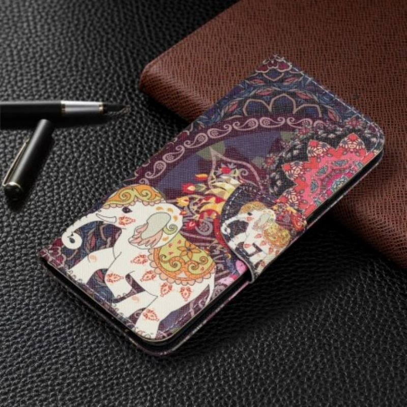 Flip Cover Samsung Galaxy A20e Mandala Med Etniske Elefanter