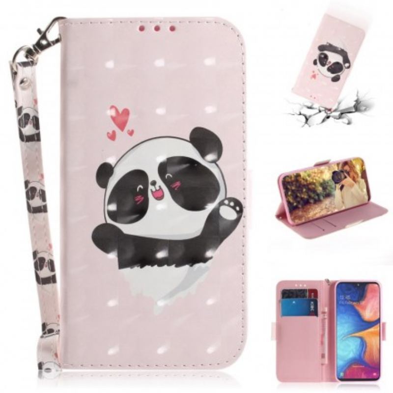 Flip Cover Samsung Galaxy A20e Med Snor Panda Love Med Snor