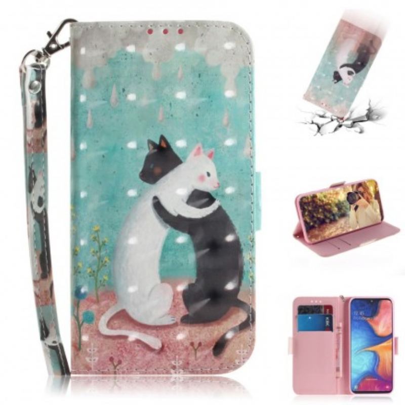 Flip Cover Samsung Galaxy A20e Med Snor Strappy Cat Friends