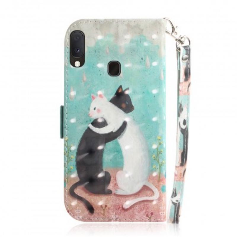 Flip Cover Samsung Galaxy A20e Med Snor Strappy Cat Friends