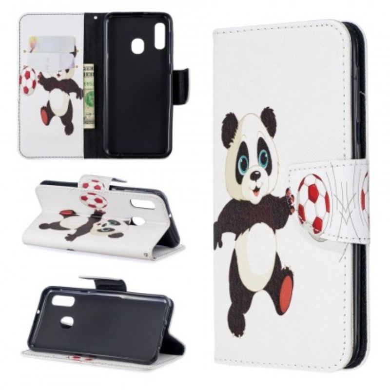 Flip Cover Samsung Galaxy A20e Panda Fodbold