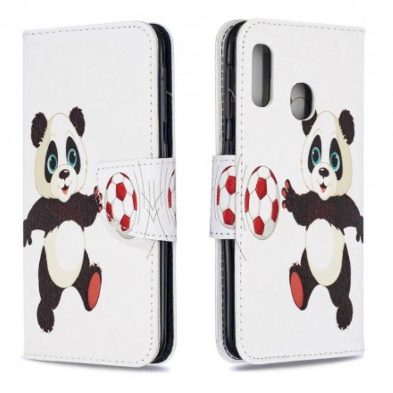 Flip Cover Samsung Galaxy A20e Panda Fodbold