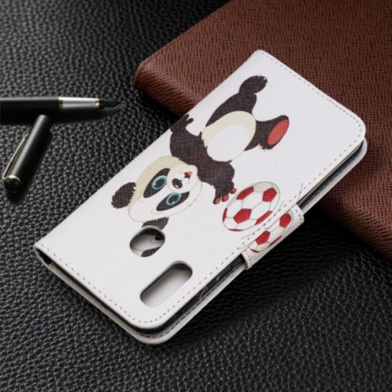 Flip Cover Samsung Galaxy A20e Panda Fodbold