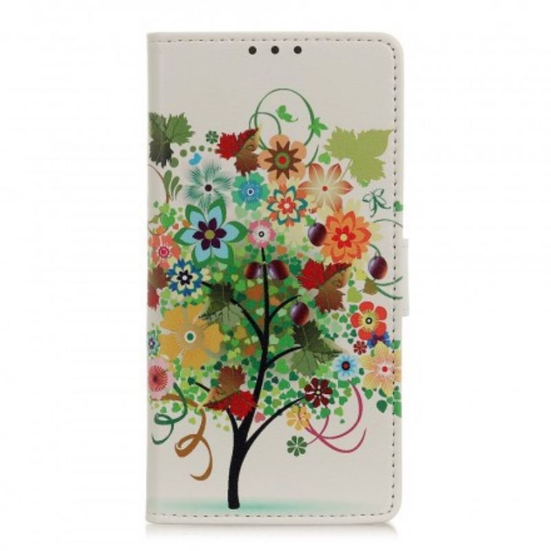 Læder Cover Samsung Galaxy A20e Blomstrende Træ