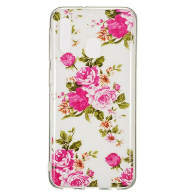 Mobilcover Samsung Galaxy A20e Fluorescerende Liberty-blomster