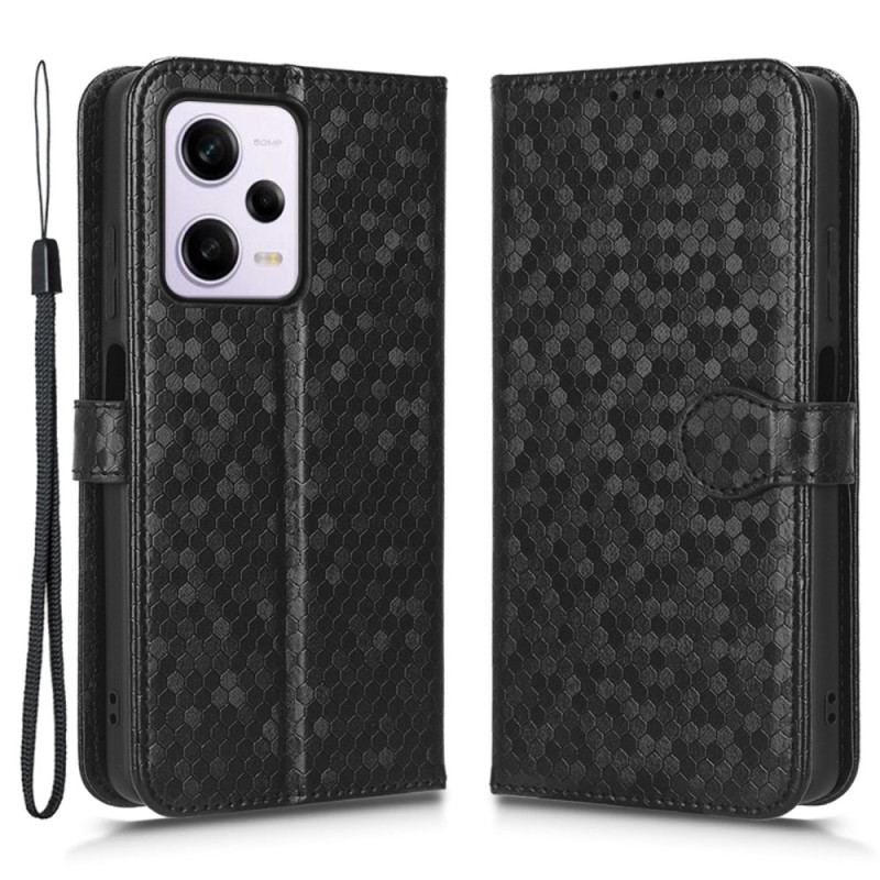 Flip Cover Xiaomi Redmi Note 12 Pro Plus Med Snor 3d Mønster Strappy