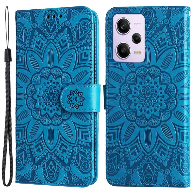 Flip Cover Xiaomi Redmi Note 12 Pro Plus Med Snor Mandala Dekoration Med Rem