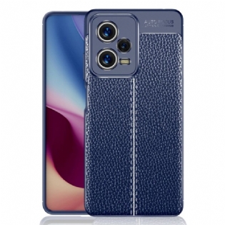 Cover Poco X5 Pro 5G Dobbelt Linje Litchi Læder Effekt