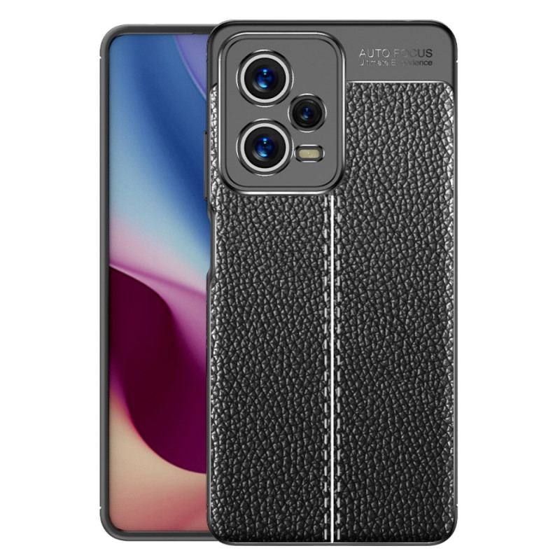 Cover Poco X5 Pro 5G Dobbelt Linje Litchi Læder Effekt